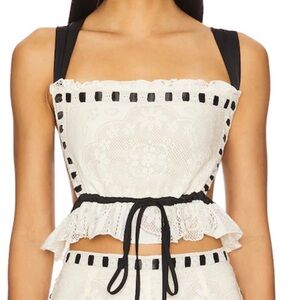 NWOT Stylish Black and white Lace Top Charlotte